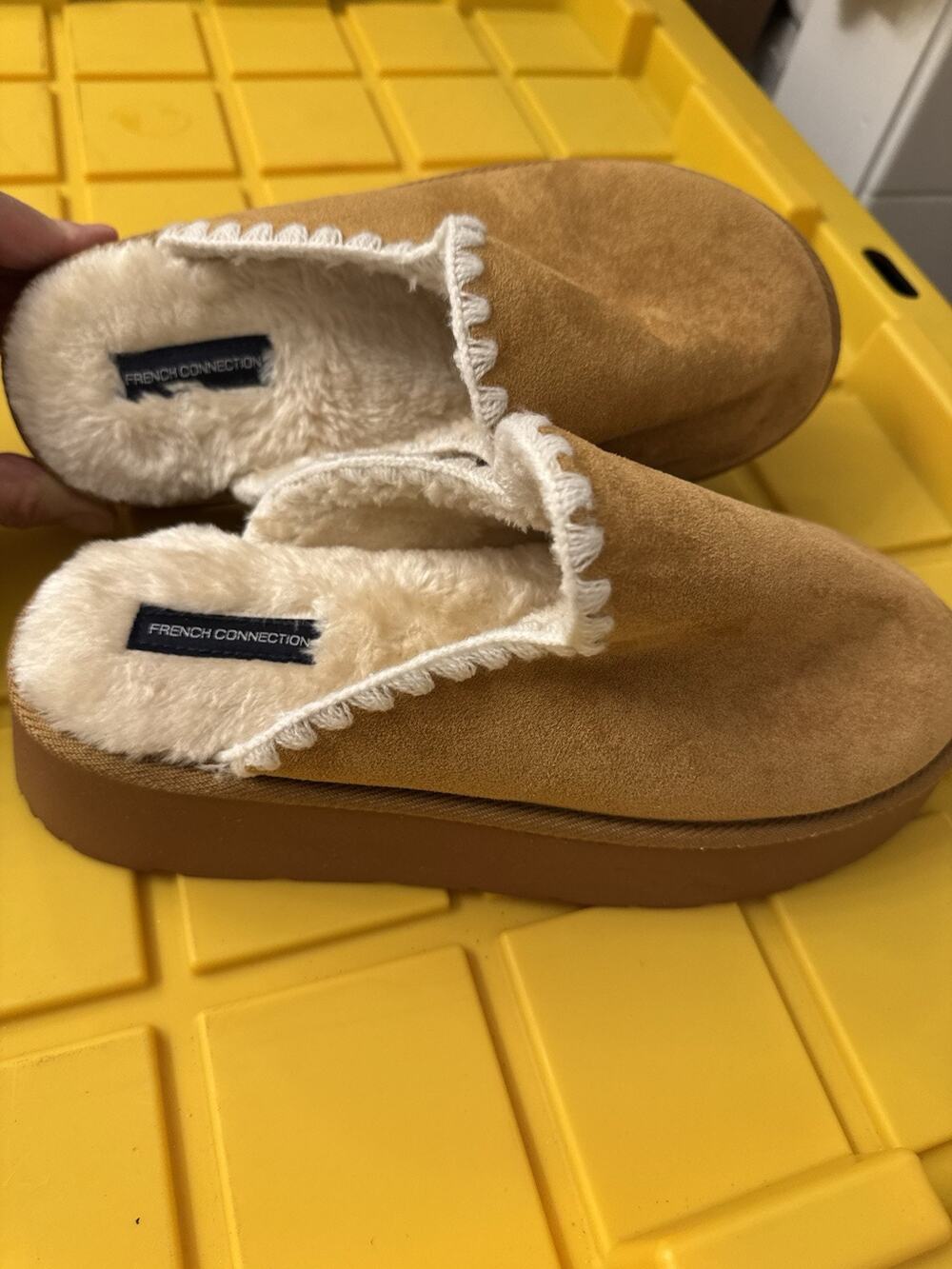 French Connection Chunky Women's Slippers Slip On Platform Brown Size 9/10